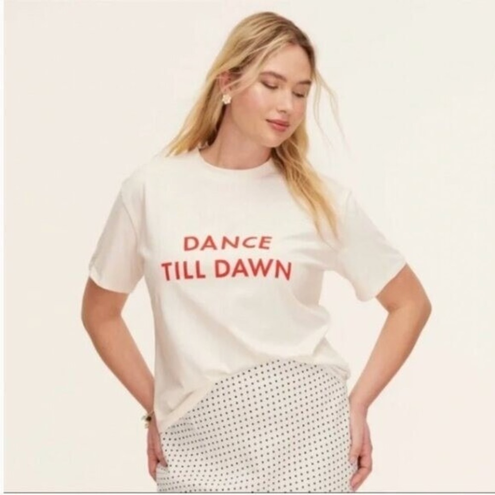 Kate Spade x Target Dance Till Dawn Graphic Tee Cream Collab NWT Large